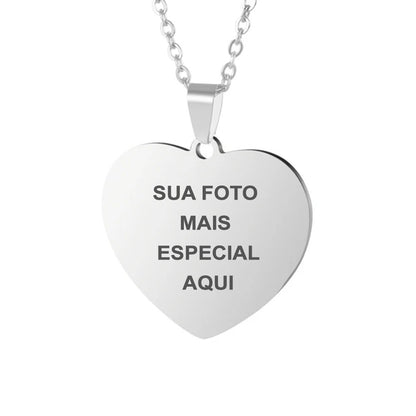 Colar com Pingente de Coração e Foto Personalizável