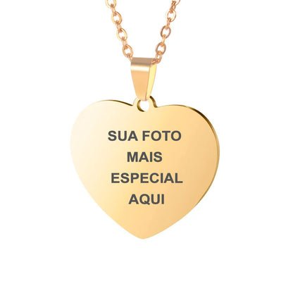 Colar com Pingente de Coração e Foto Personalizável